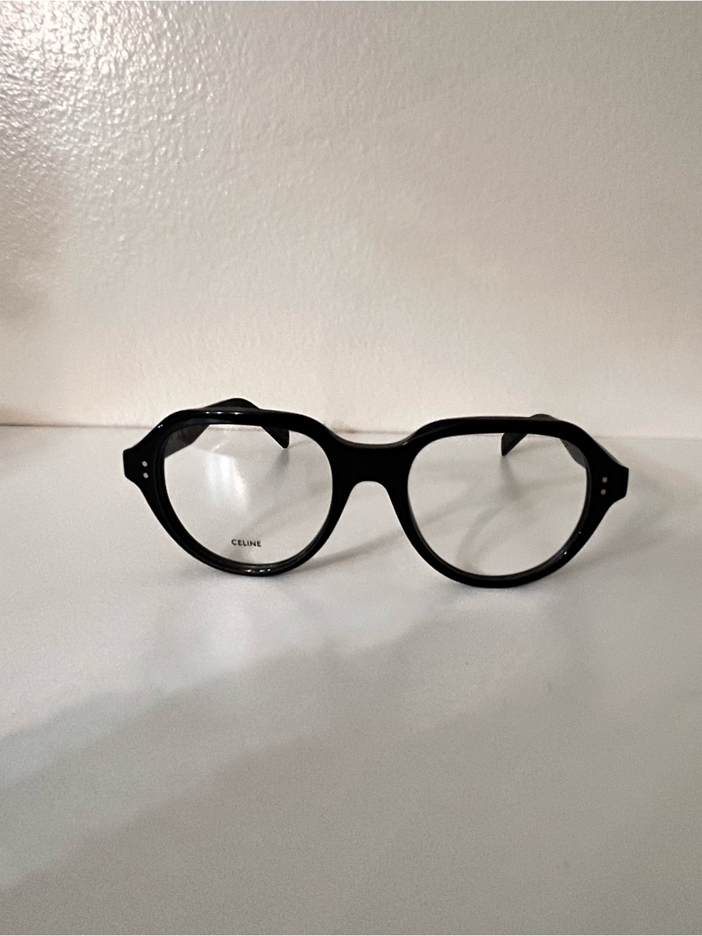 Celine Black Round Acetate Glasses with Clear Lenses